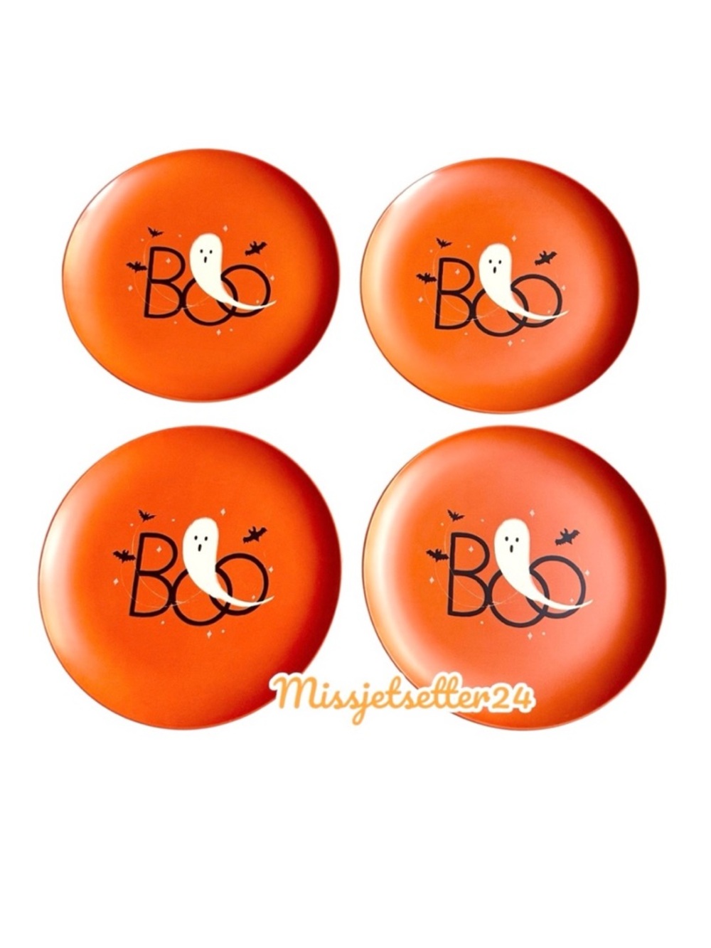 NWT Orange Boo Hyde and Eek Target Halloween Set of 4 Melamine 8.5" Plates